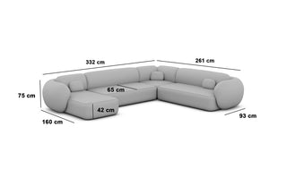 Wohnlandschaft Altea XXL U-Form in Stoff Hellgrau