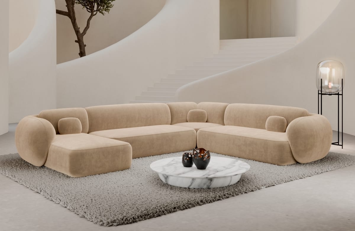 Wohnlandschaft Altea XXL U-Form in Stoff Beige