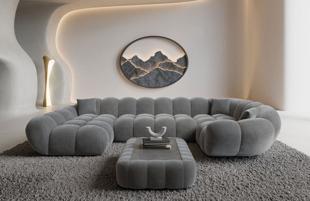 Stoff Wohnlandschaft Maleron U-Form