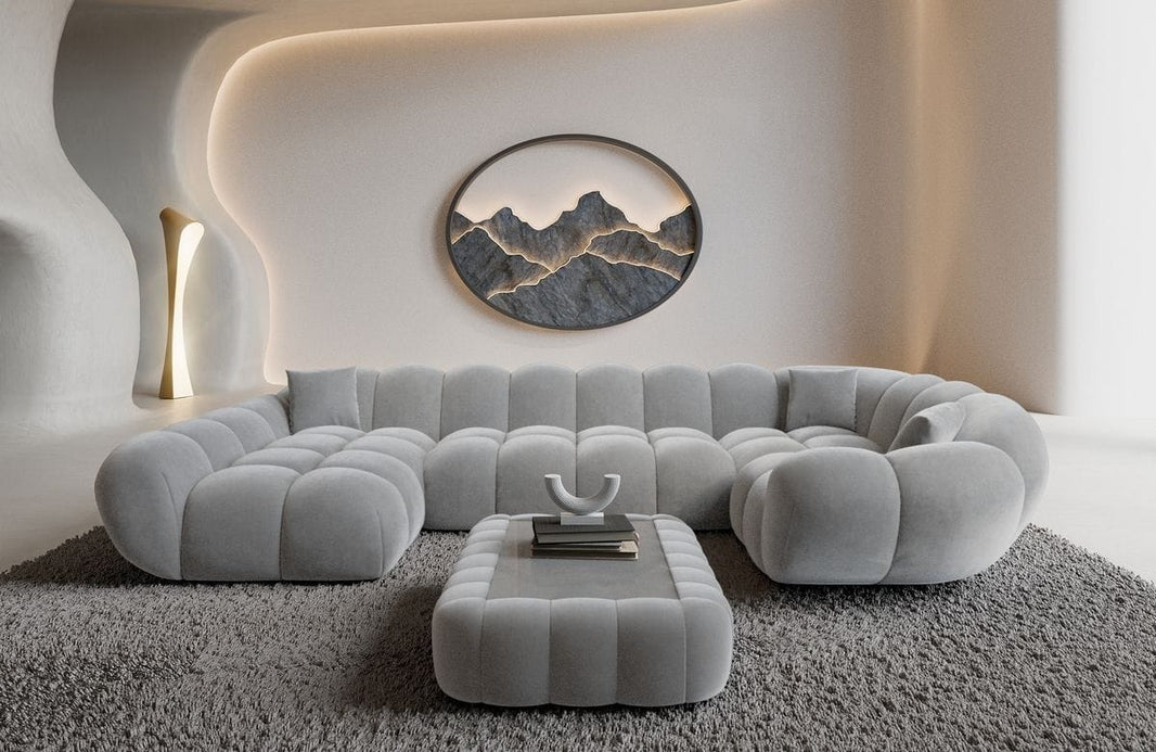 Stoff Wohnlandschaft Maleron U-Form
