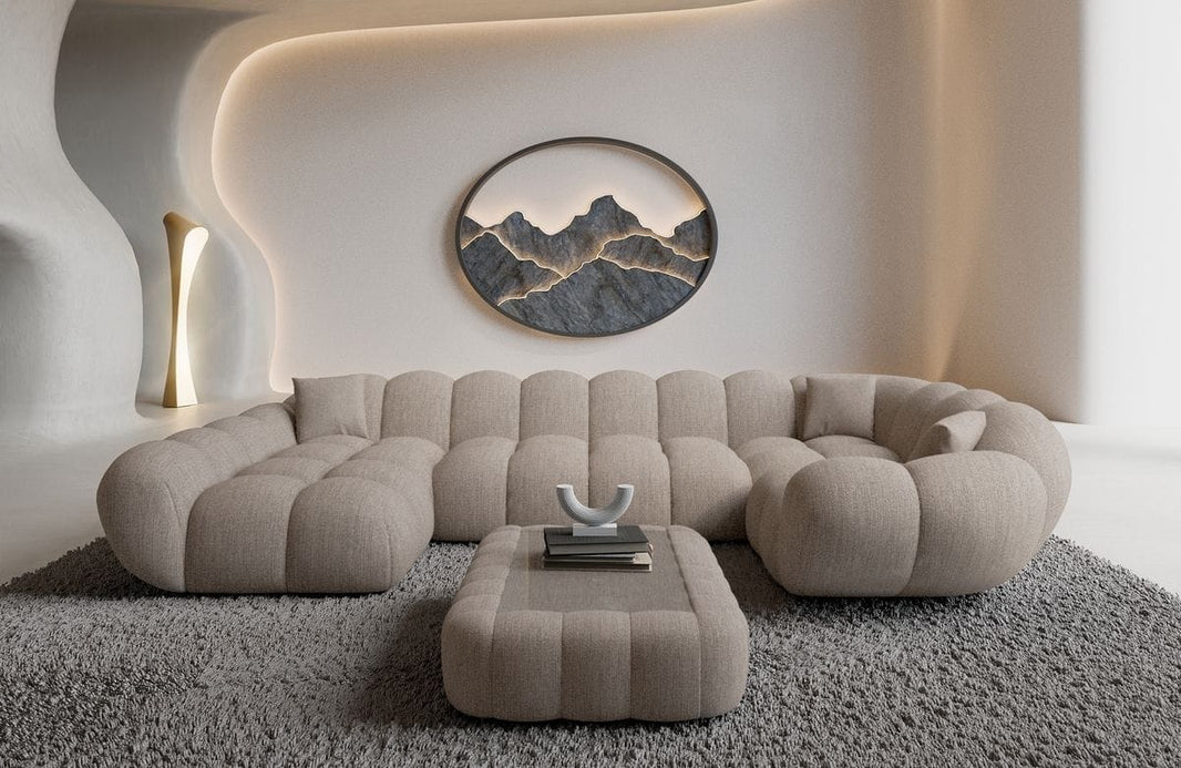 Stoff Wohnlandschaft Maleron U-Form