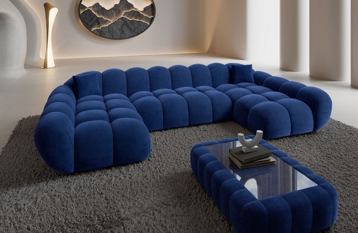 Wohnlandschaft Maleron U Form Studio Dunkelblau