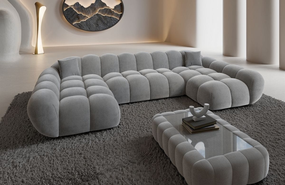 Wohnlandschaft Maleron U Form Studio Hellgrau