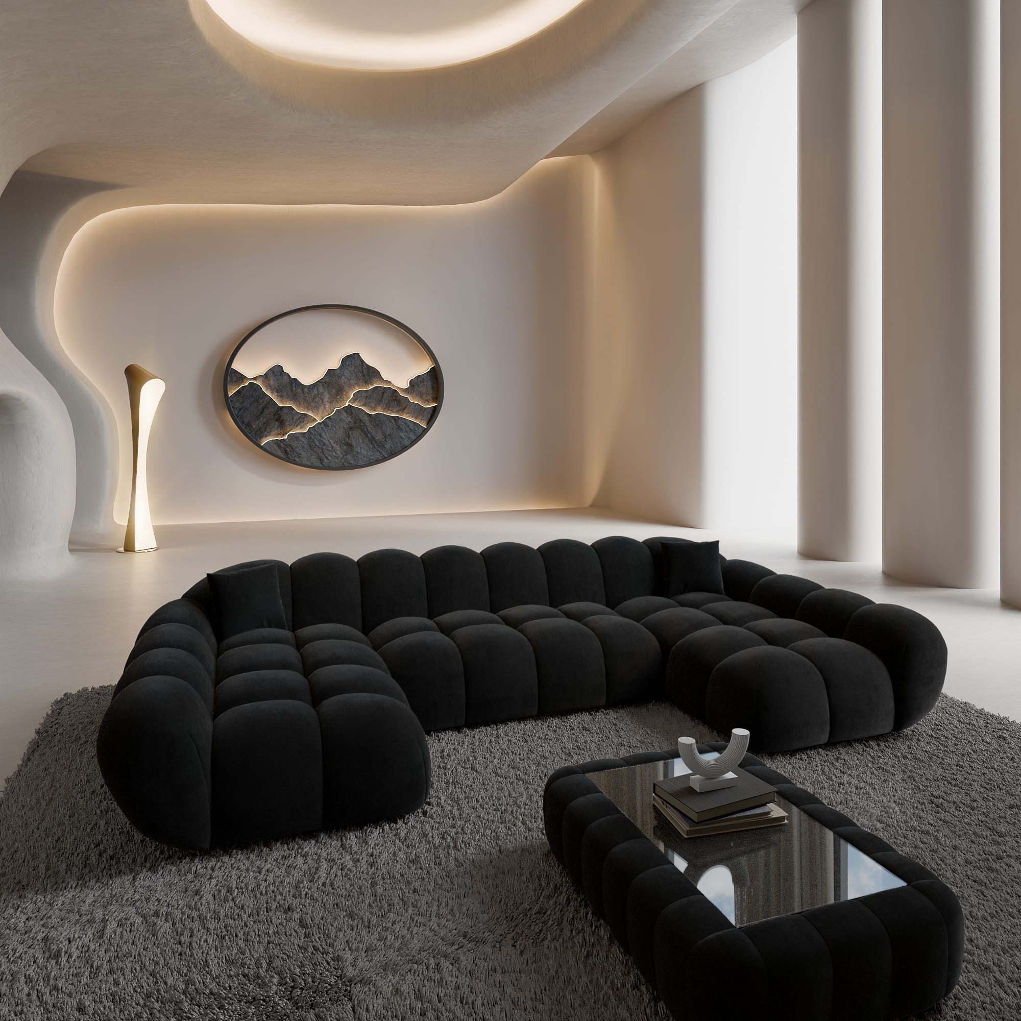 Wohnlandschaft Maleron U Form Studio Schwarz