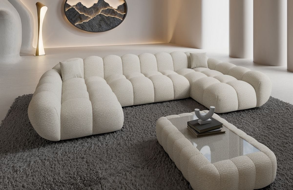 Couchlandschaft Maleron Studio U-Form in Stoff Weiß