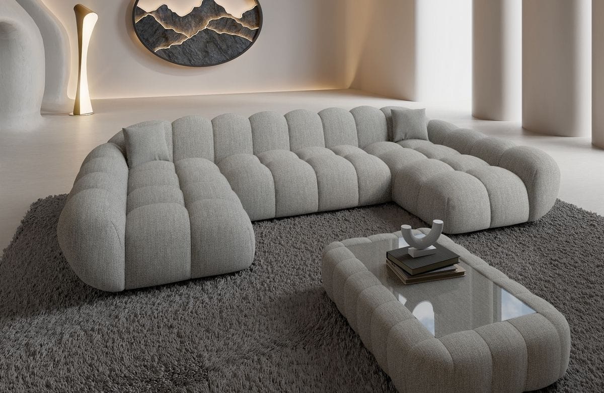 Wohnlandschaft Maleron U Form Studio Hellgrau