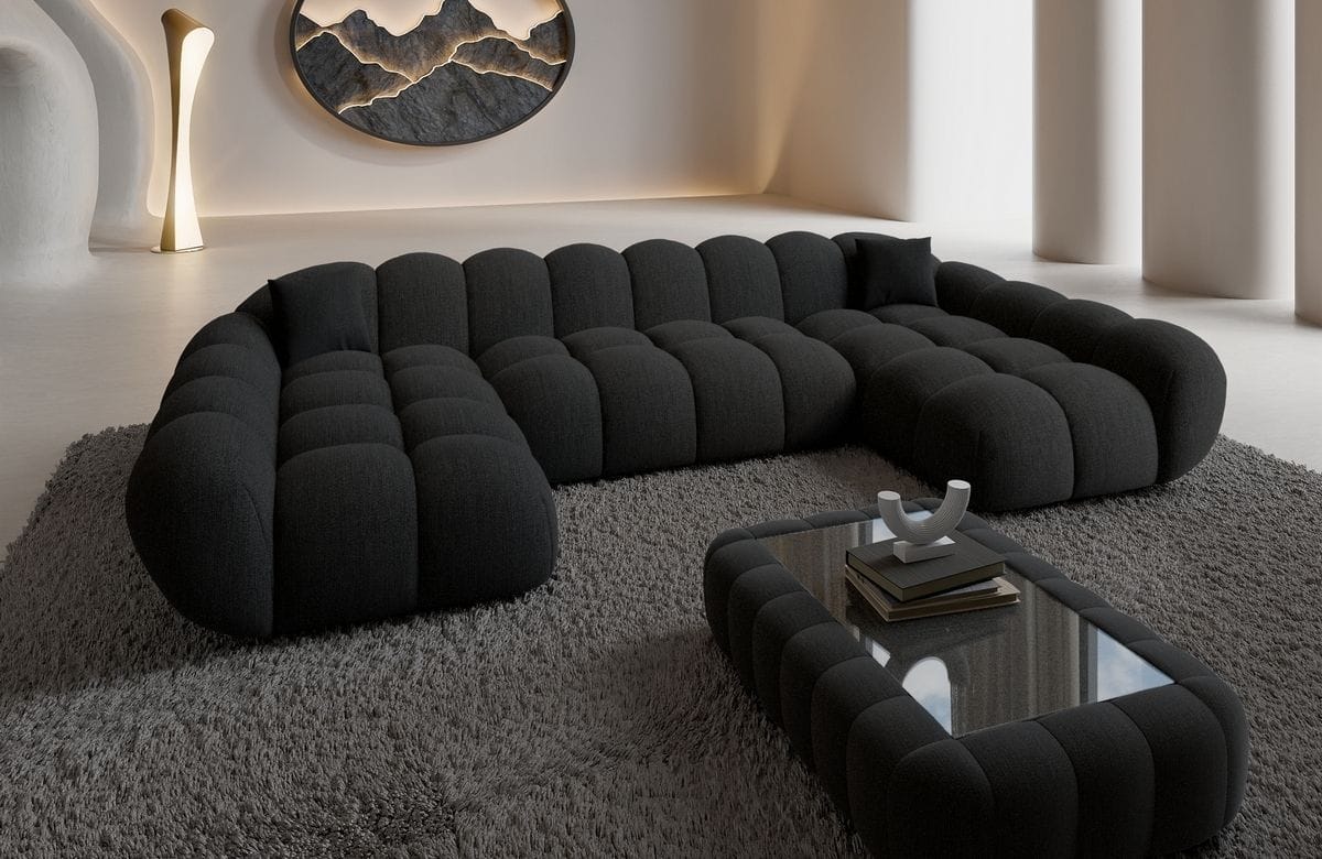 Wohnlandschaft Maleron U Form Studio Schwarz