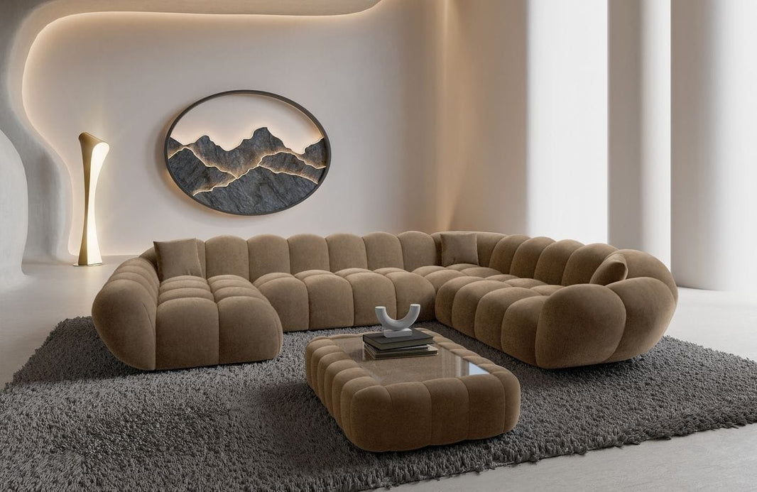 XXL Wohnlandschaft Maleron U-Form aus Stoff