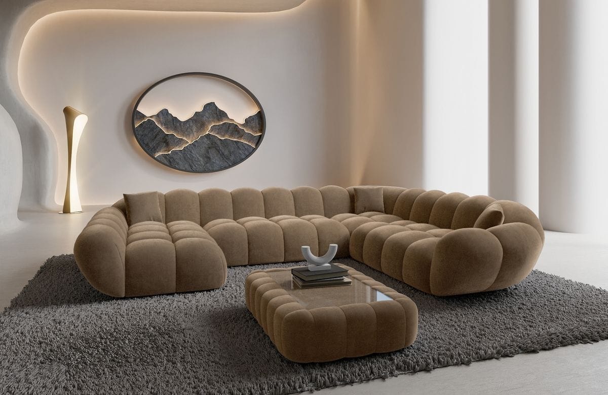 Wohnlandschaft Maleron XXL Braun