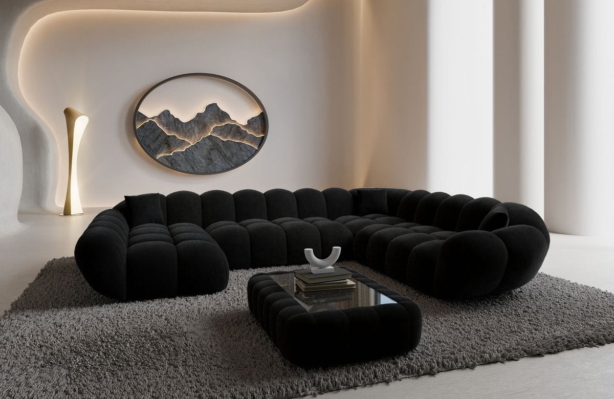 Wohnlandschaft Maleron XXL Schwarz