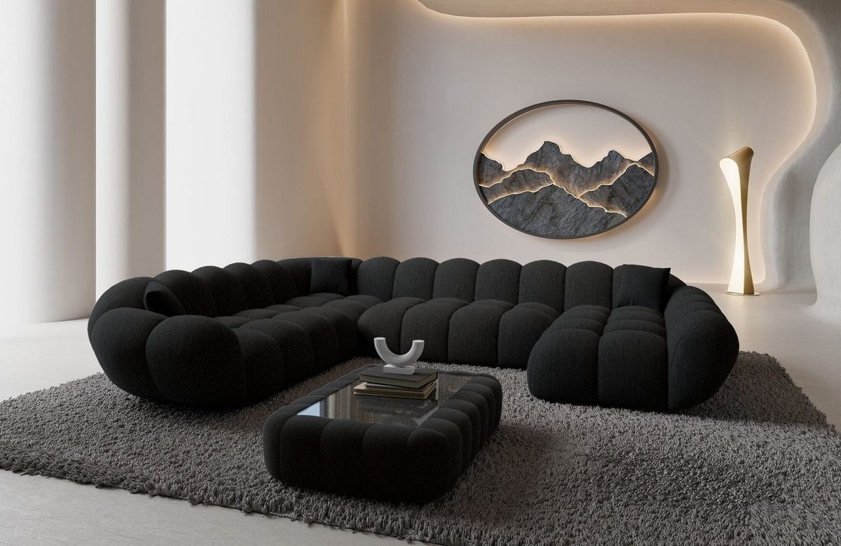 Wohnlandschaft Maleron XXL Schwarz