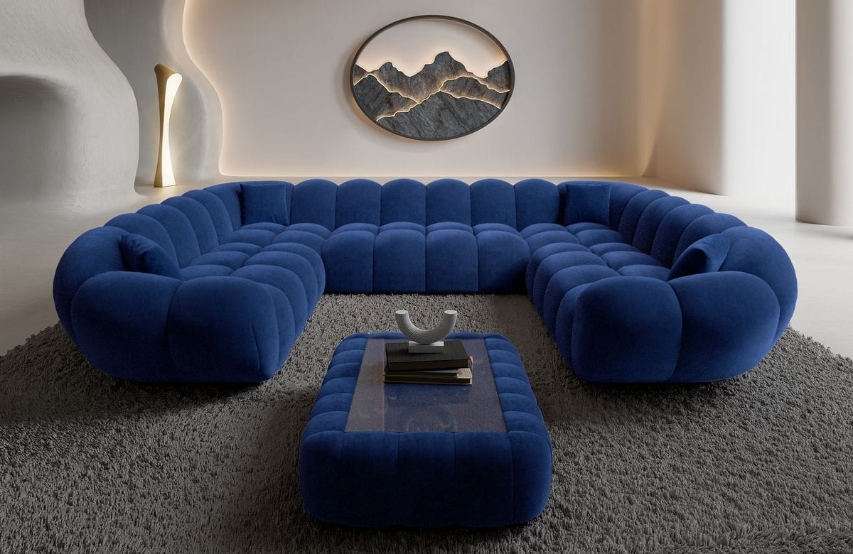 Wohnlandschaft Maleron XXL Panorama Dunkelblau