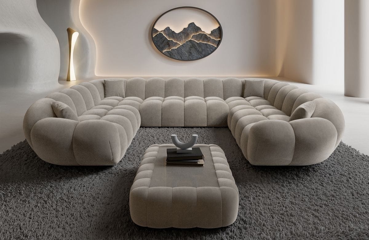 Wohnlandschaft Maleron XXL Panorama Sand