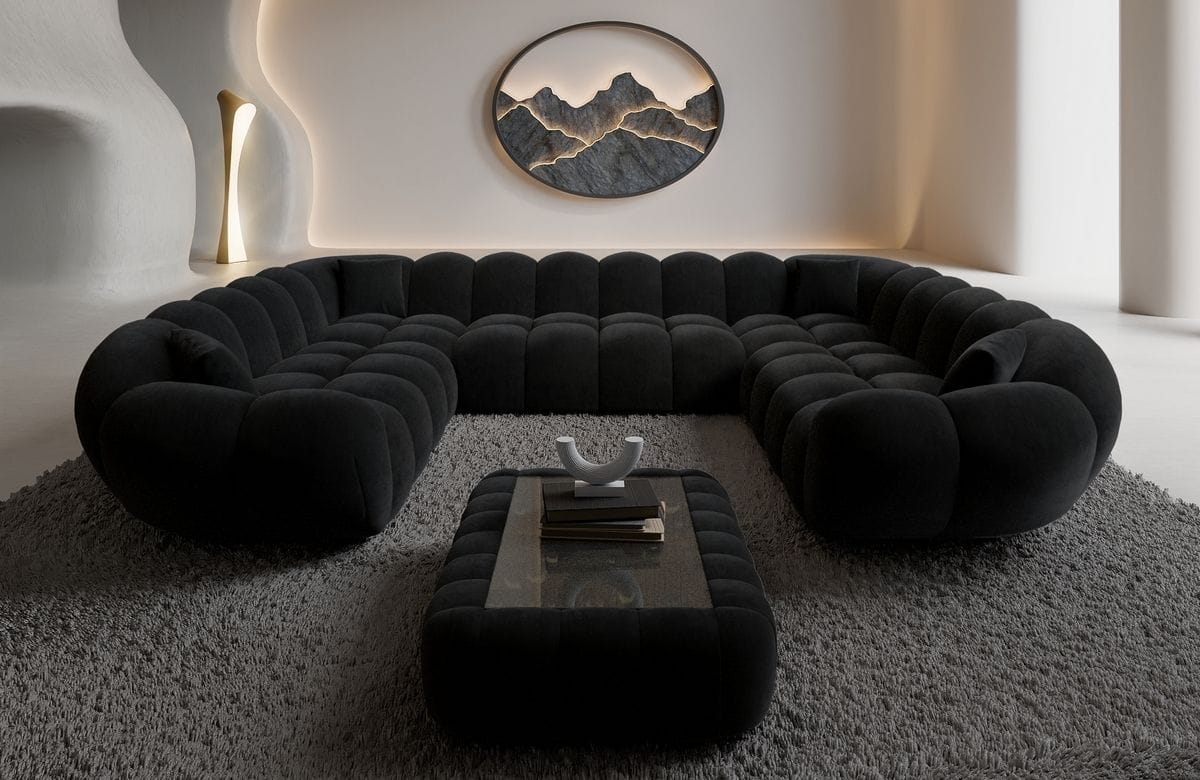 Wohnlandschaft Maleron XXL Panorama Schwarz
