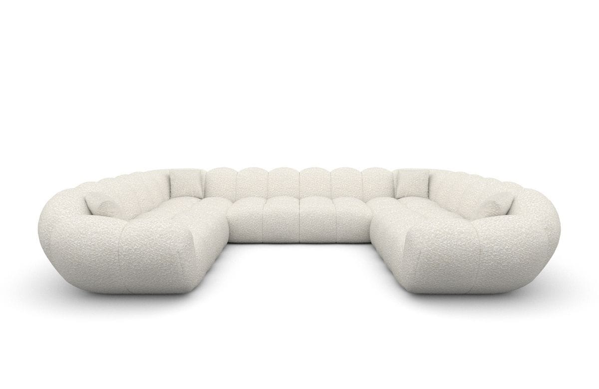 XXL Wohnlandschaft Maleron Panorama U-Form aus Stoff Weiß