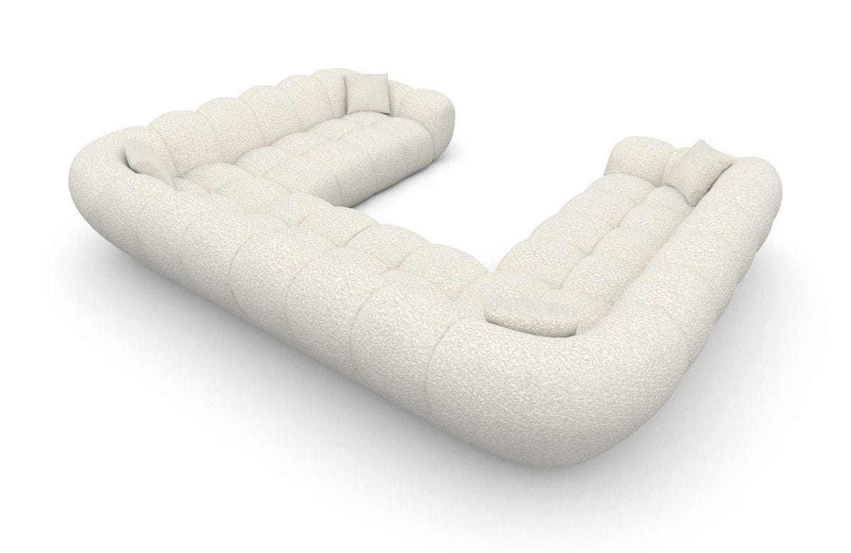 XXL Wohnlandschaft Maleron Panorama U-Form aus Stoff Weiß