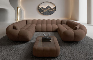 XXL Wohnlandschaft Maleron Panorama U-Form aus Stoff Braun