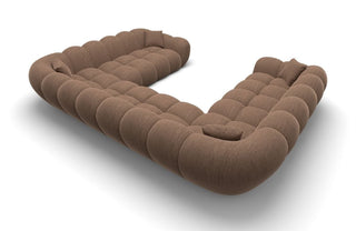 XXL Wohnlandschaft Maleron Panorama U-Form aus Stoff Braun