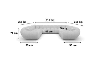XXL Wohnlandschaft Maleron Panorama U-Form aus Stoff Braun