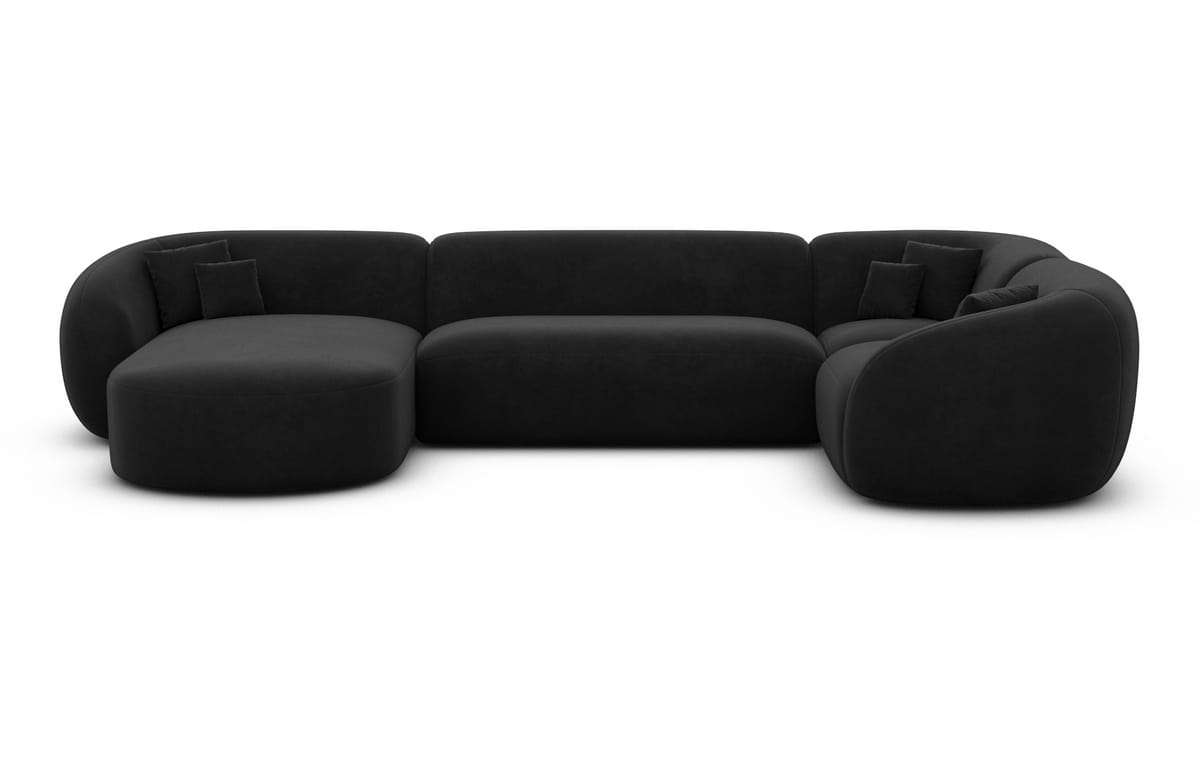 Wohnlandschaft Sorelia U-Form aus Stoff Schwarz