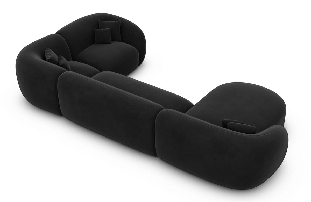 Wohnlandschaft Sorelia U-Form aus Stoff Schwarz