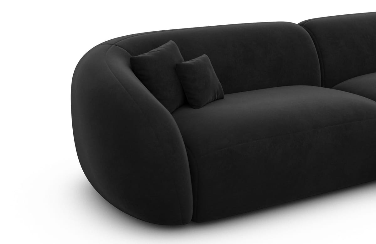 Wohnlandschaft Sorelia U-Form aus Stoff Schwarz