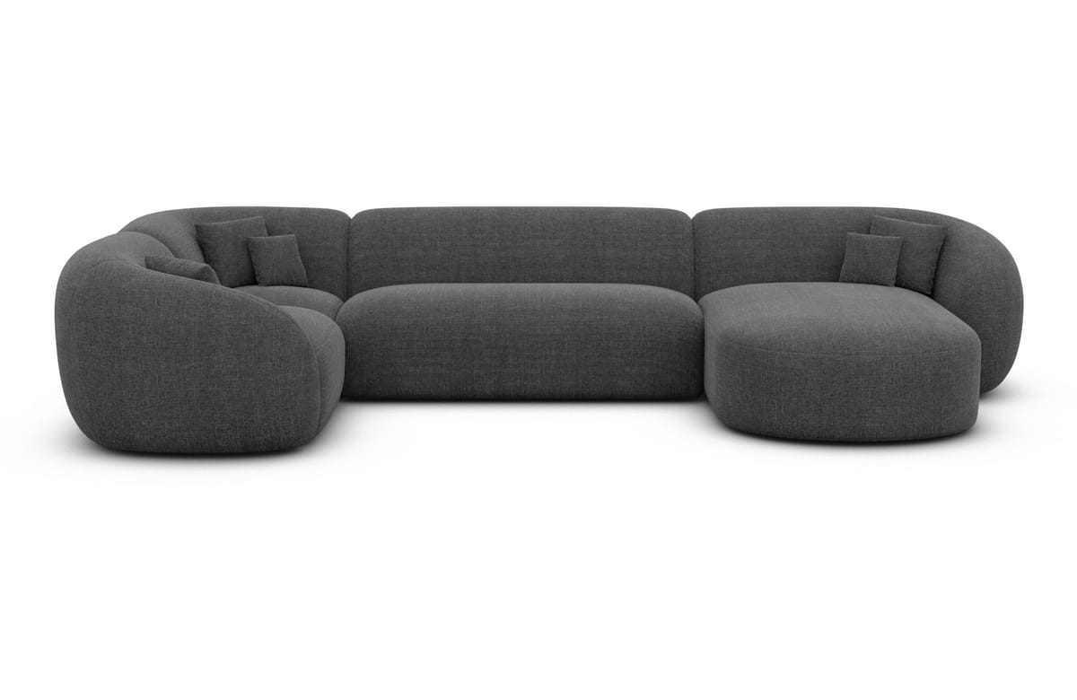 Wohnlandschaft Sorelia U-Form aus Stoff Anthrazit