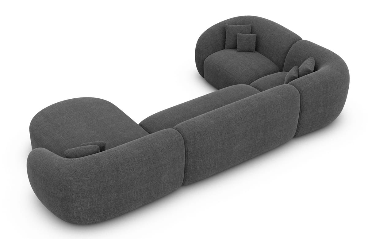 Wohnlandschaft Sorelia U-Form aus Stoff Anthrazit