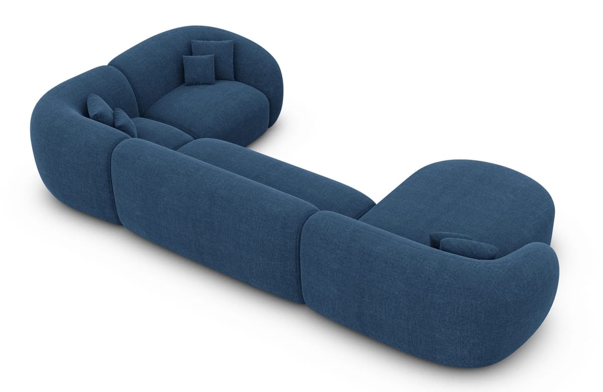 Wohnlandschaft Sorelia U-Form aus Stoff Blau