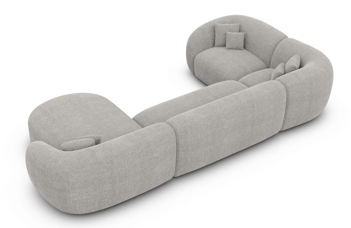 Wohnlandschaft Sorelia U-Form aus Stoff Hellgrau
