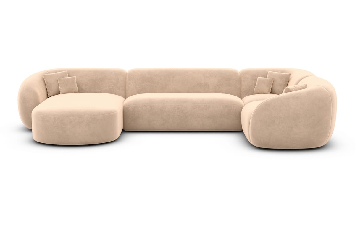 Wohnlandschaft Sorelia U-Form aus Stoff Beige