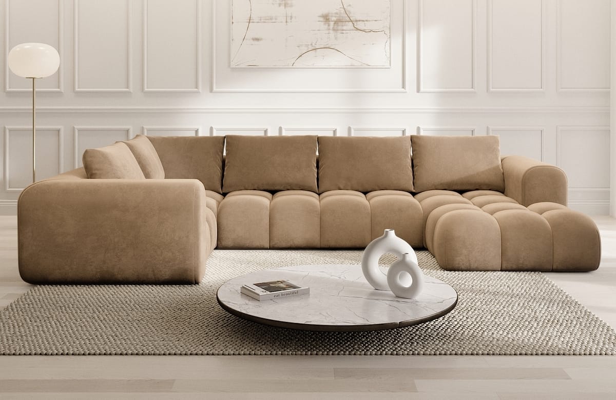 Couchlandschaft Casaluna U-Form in Stoff Braun