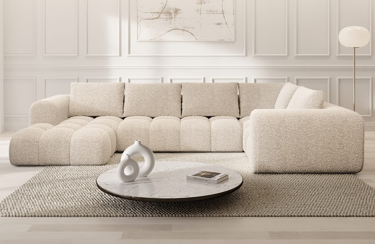 Couchlandschaft Casaluna U-Form in Stoff Pearl