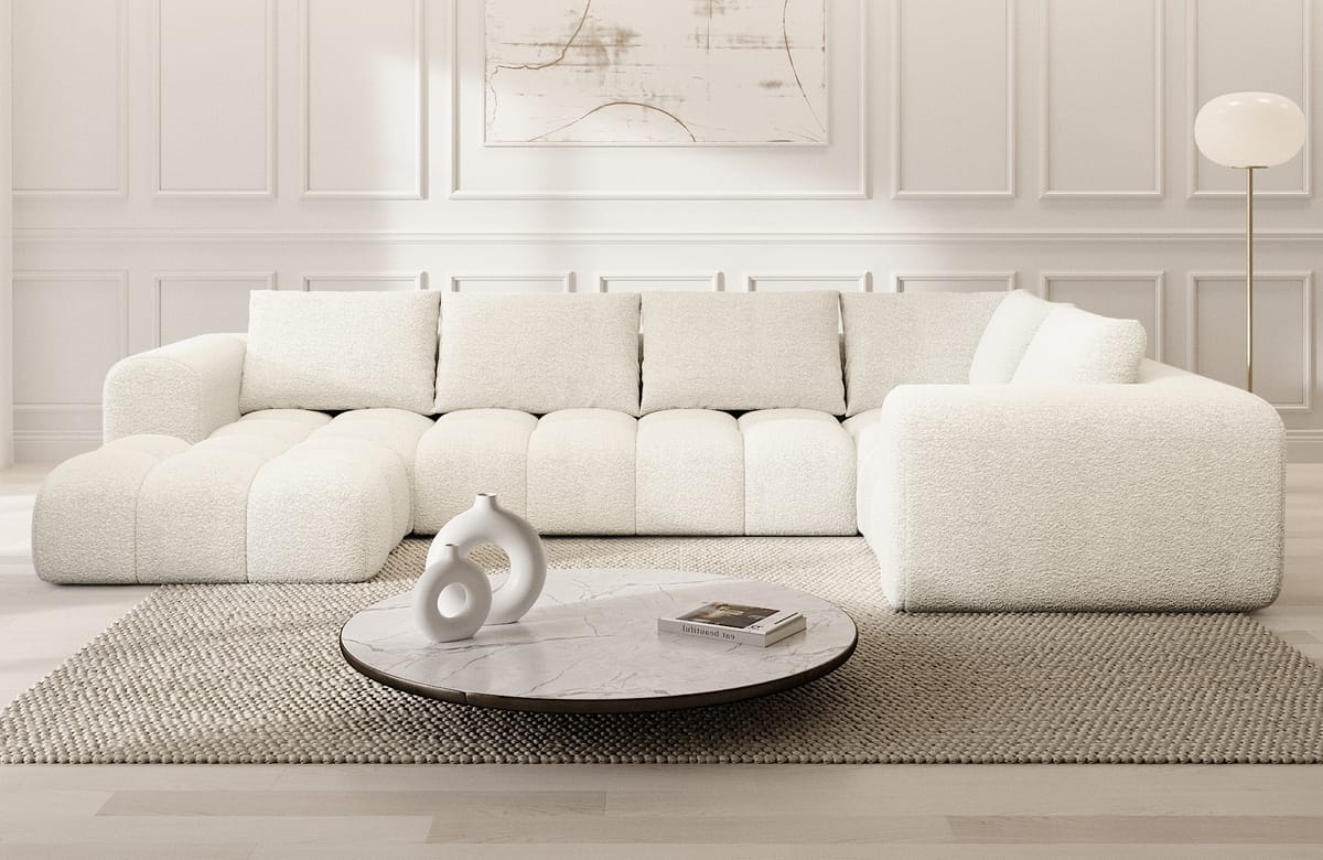 Couchlandschaft Casaluna U-Form in Stoff Weiß