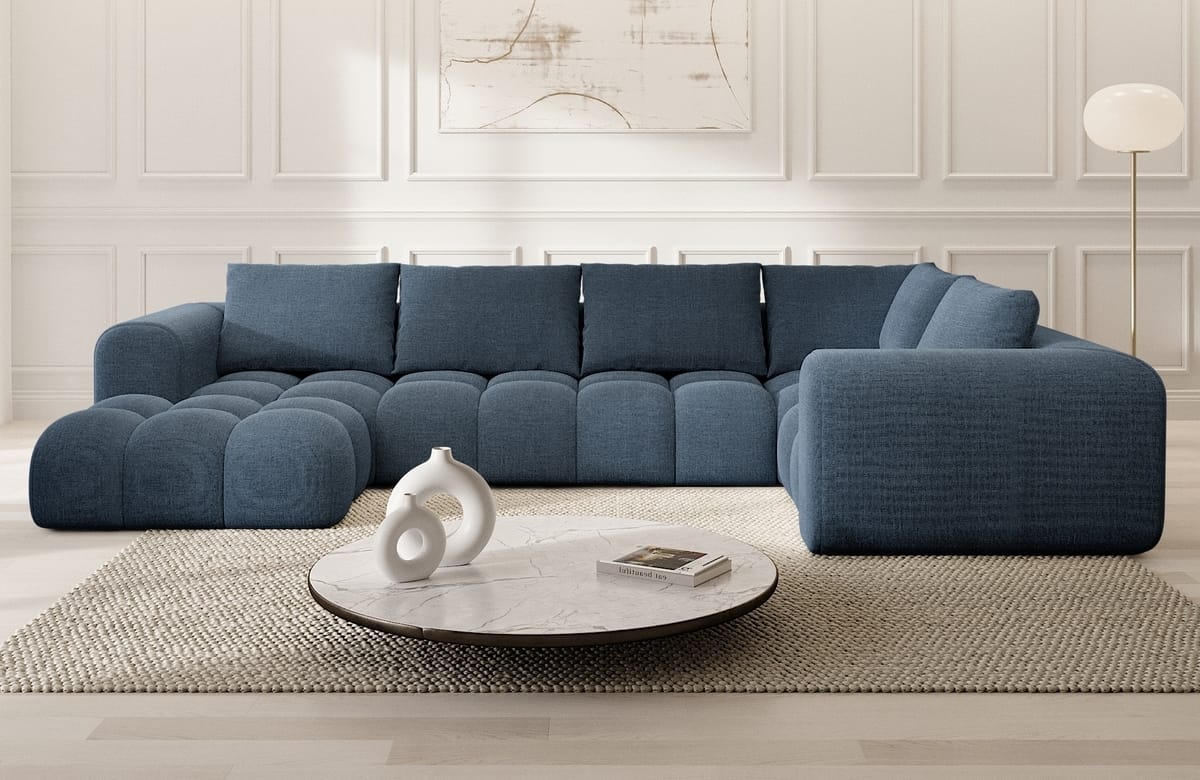 Couchlandschaft Casaluna U-Form in Stoff Blau