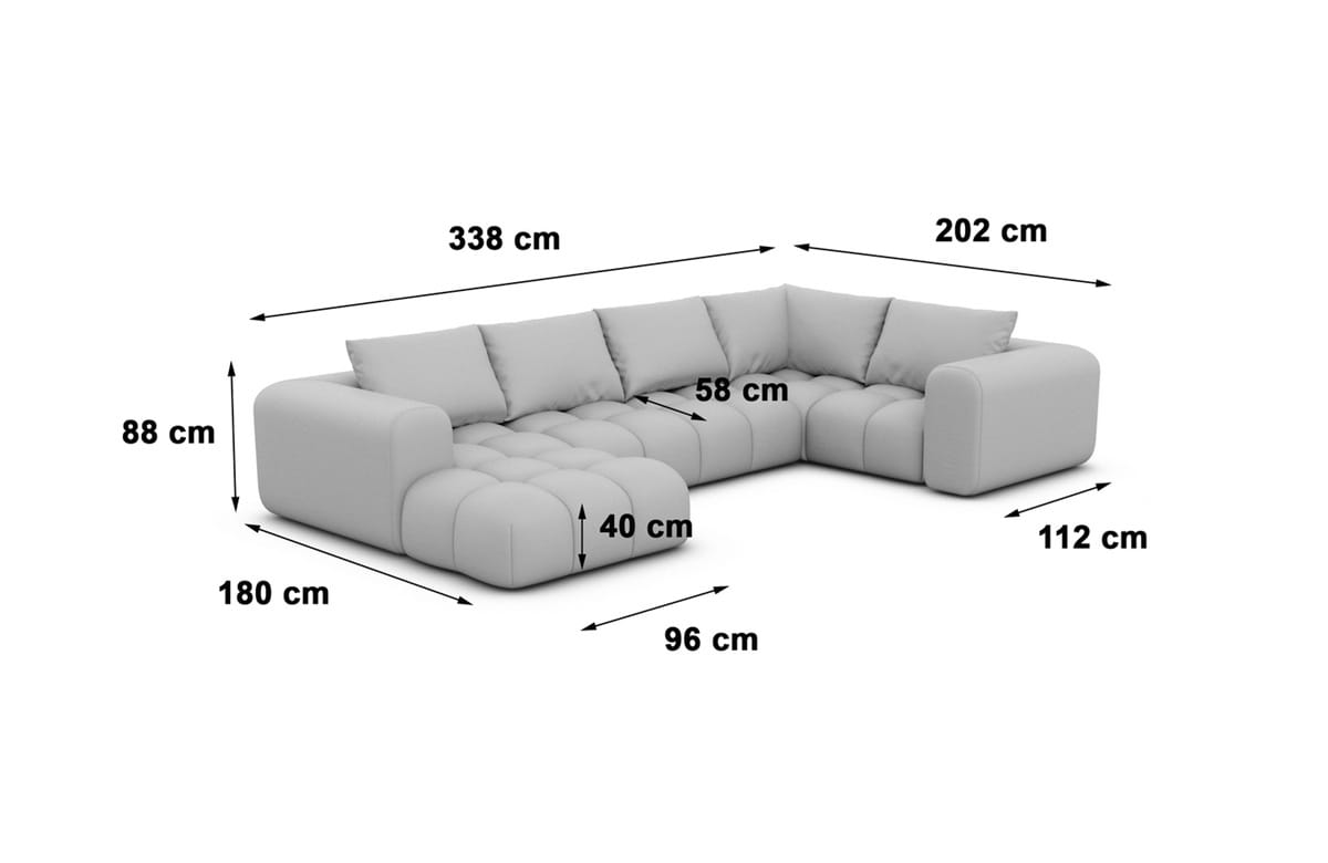 Couchlandschaft Casaluna U-Form in Stoff Schwarz