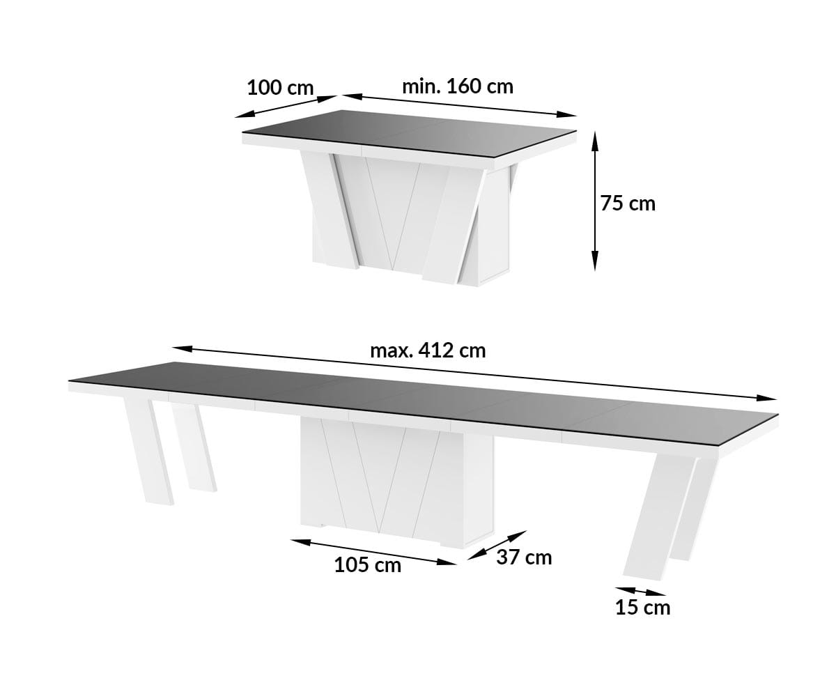 Esstisch Grande – Modern & Elegantes Design Schwarz-Weiß