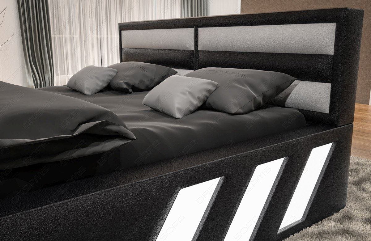 Boxspringbett Apollonia mit Beleuchtung Schwarz-Weiß