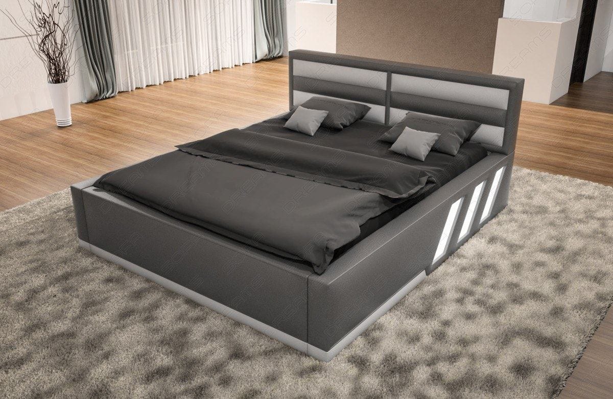 Boxspringbett Apollonia mit Beleuchtung Grau-Weiß