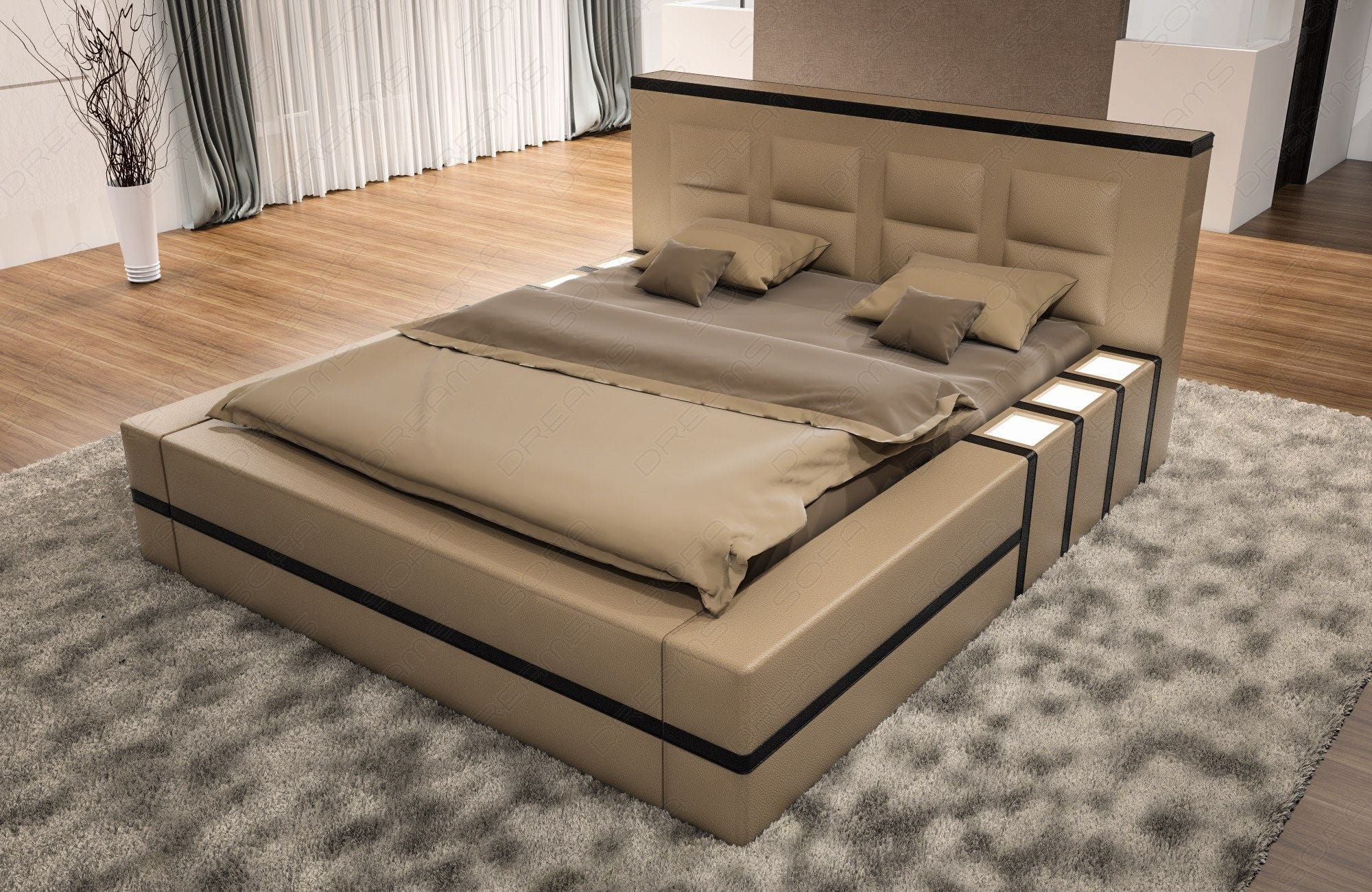 Designerbett Asti – Modernes Design für Ihr Zimmer Sandbeige-Schwarz