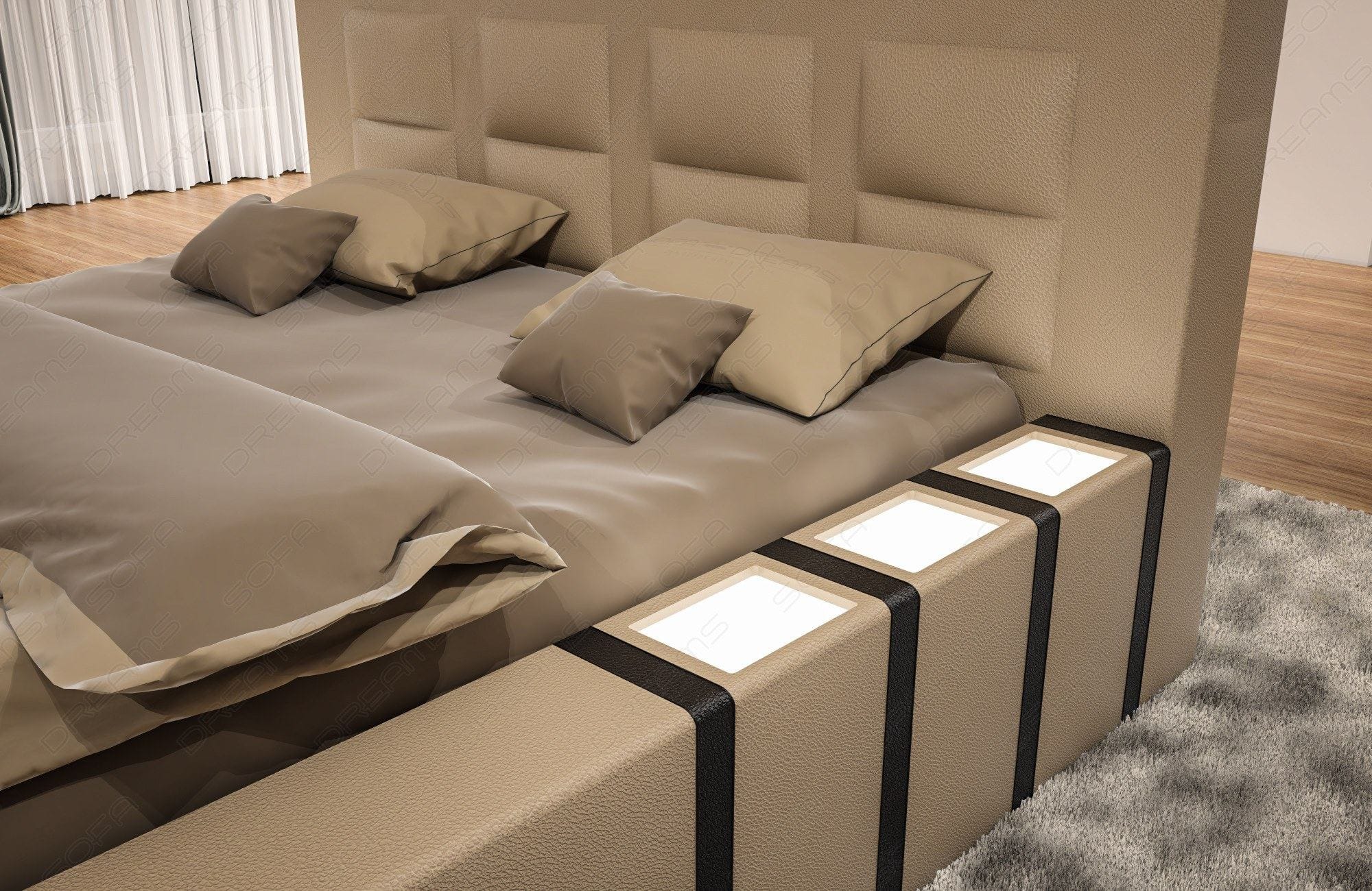 Designerbett Asti – Modernes Design für Ihr Zimmer Sandbeige-Schwarz