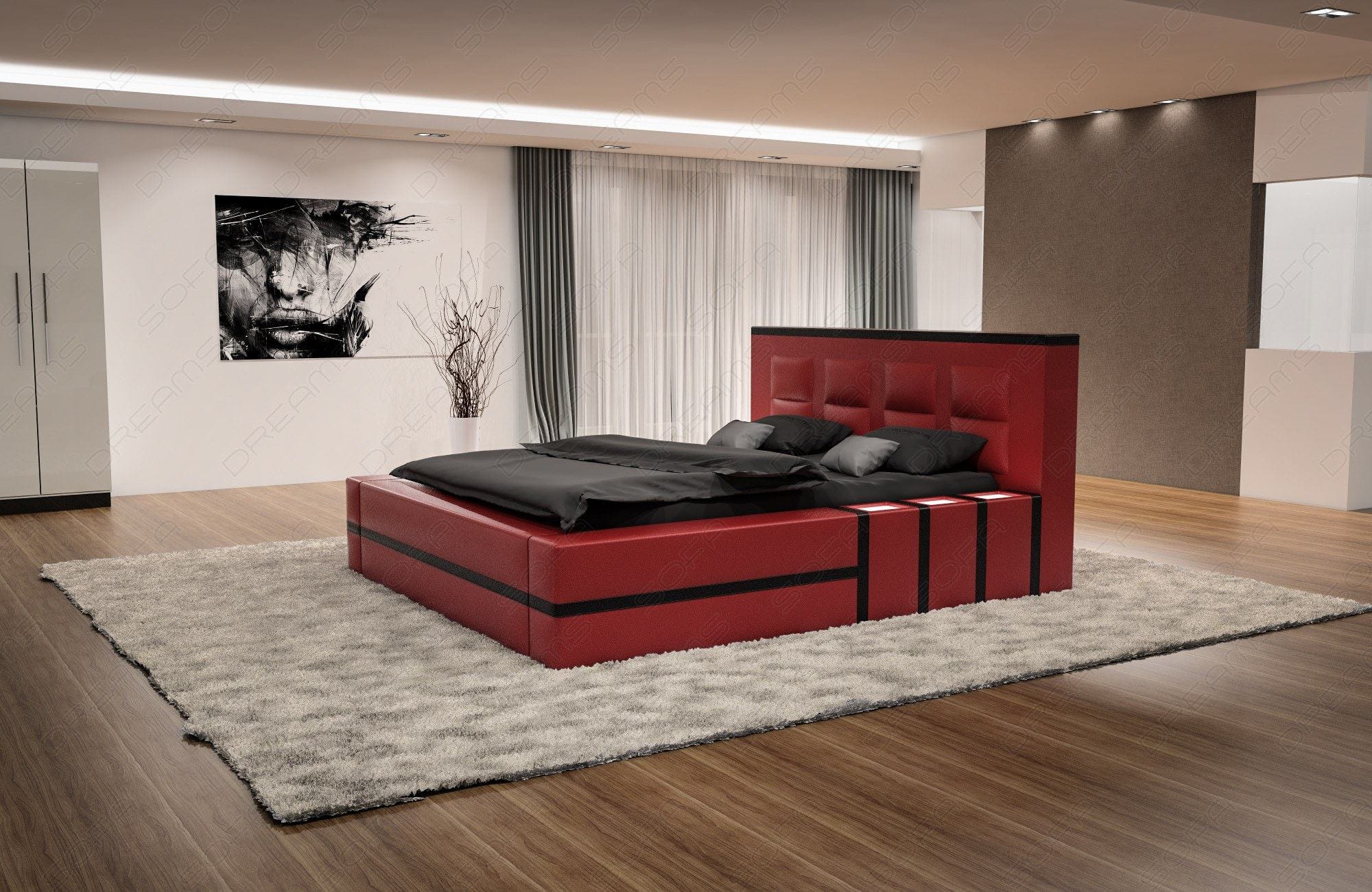 Designerbett Asti – Modernes Design für Ihr Zimmer Rot-Schwarz