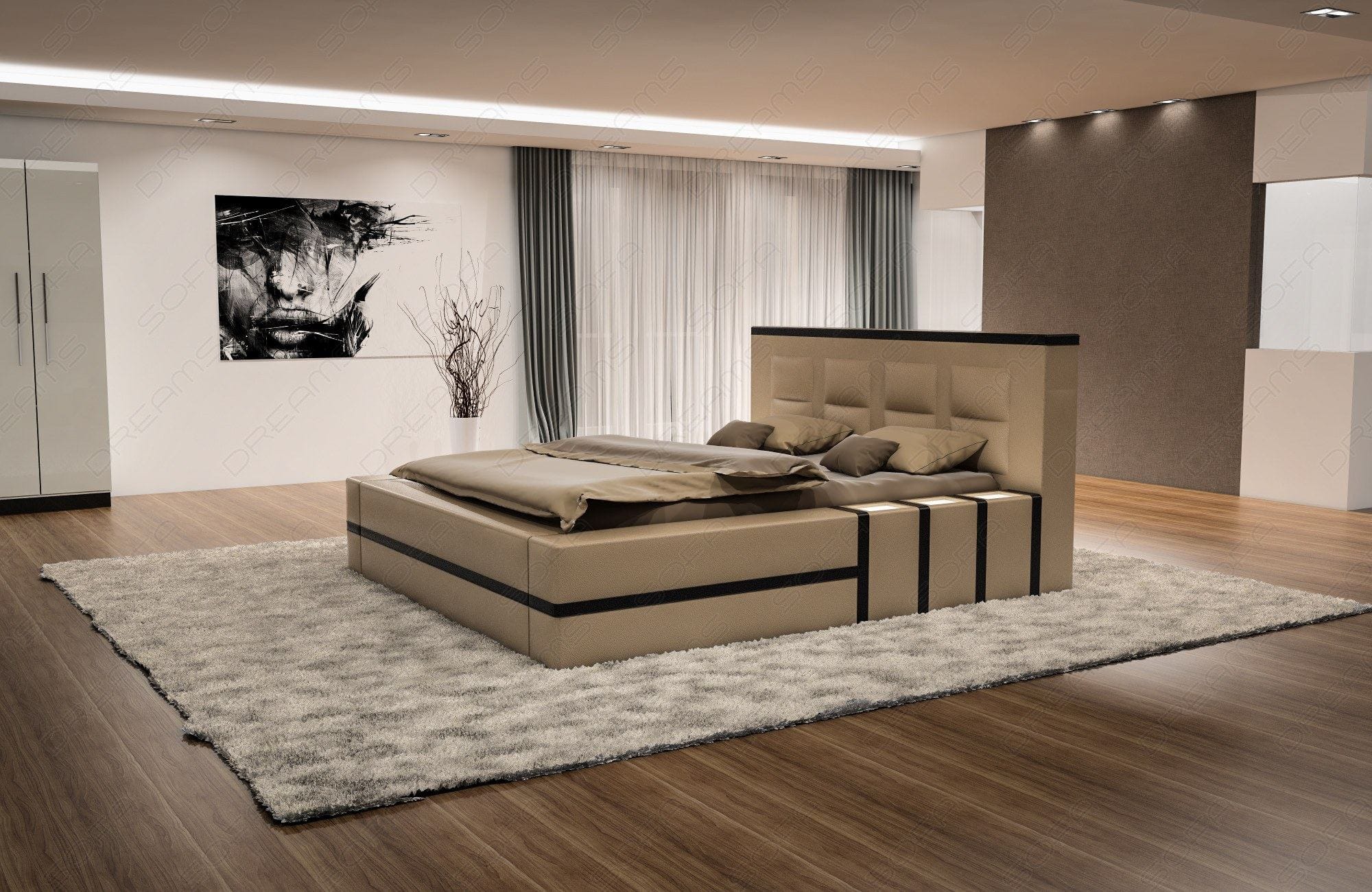 Komplettbett Asti – Modernes Design & Komfort Sandbeige-Schwarz