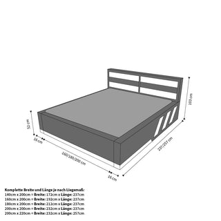 Bett Komplettbett Apollonia Weiß-Schwarz