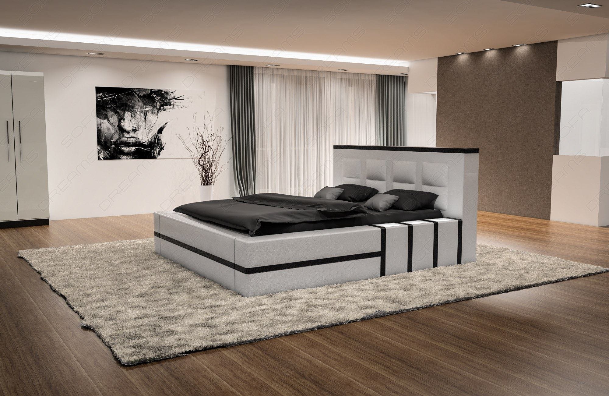 Wasserbett Asti Komplett-Set – Schlafkomfort pur Weiß-Schwarz