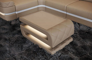 Couchtisch Bologna in Leder Sandbeige