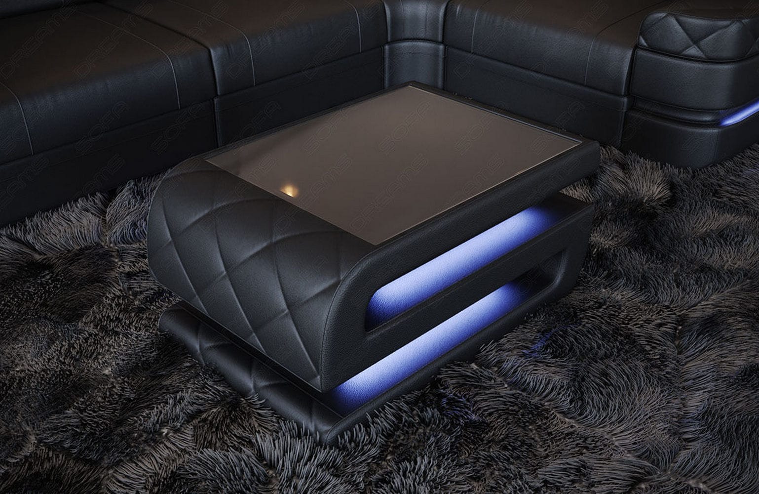 Leder Couchtisch Bologna Schwarz