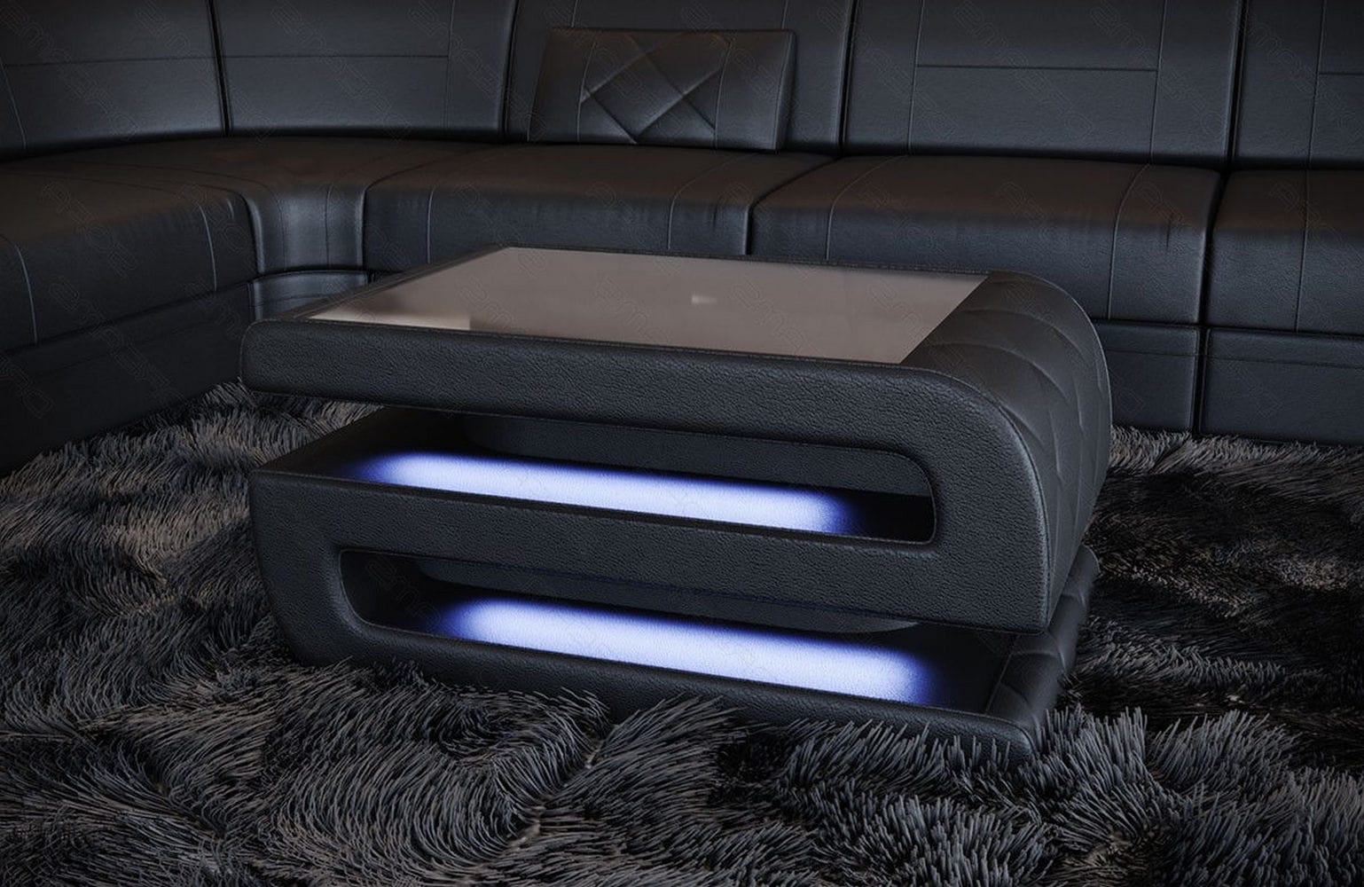 Leder Couchtisch Bologna Schwarz