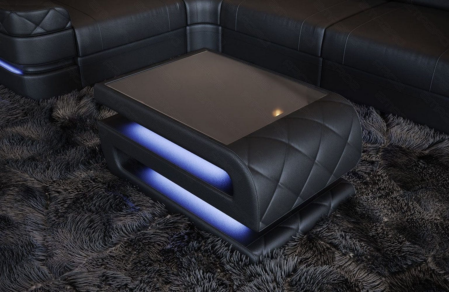 Leder Couchtisch Bologna Schwarz