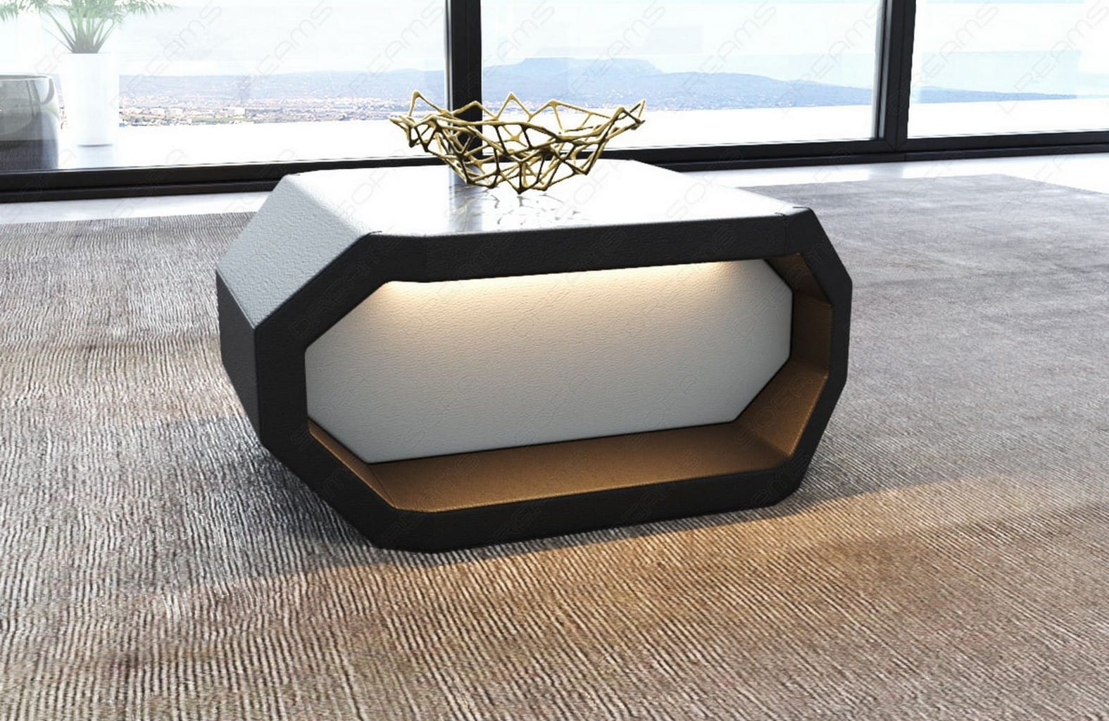 Couchtisch Asti – Eleganz in Leder Schwarz-Weiß
